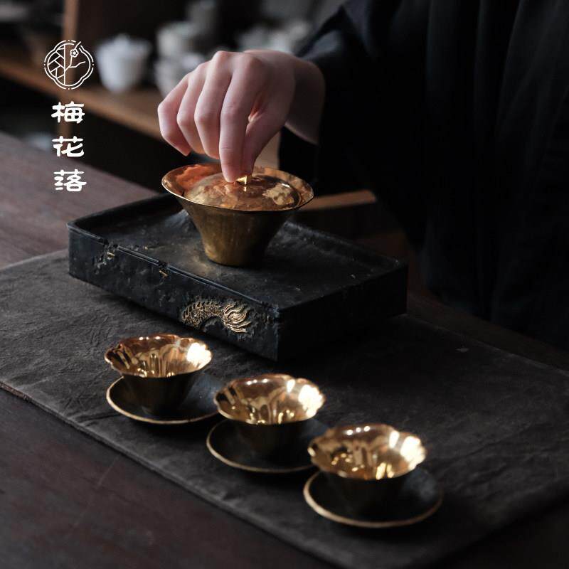 梅花落龙年纯锡壶承蓄水茶船干泡台山水壶托养壶茶台茶盘冉物手作
