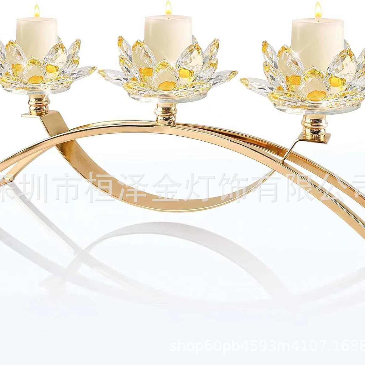 爆款三头莲花烛台婚礼婚庆道具工艺品摆件轻奢家具烛台