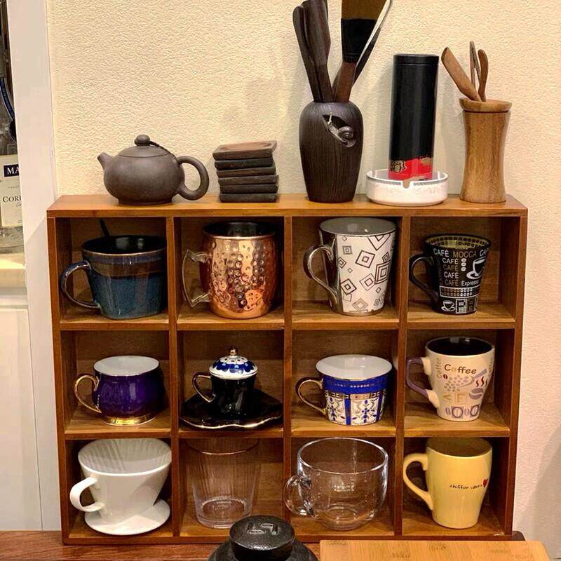 中式覆古茶架实木多宝阁茶杯架子收纳茶壶茶具收纳置物壁挂展示架