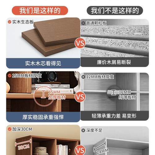 实木芯书架客厅多层收纳柜靠墙储物柜落地置物架家用儿童展示书柜