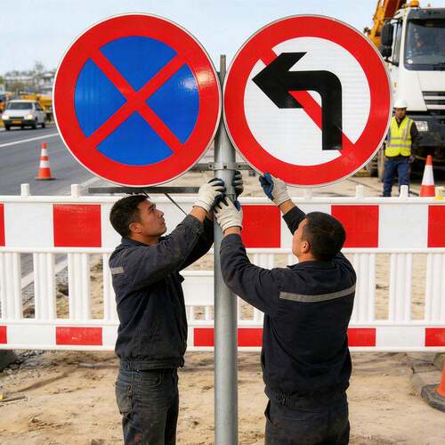 定制交通标志牌禁止停车标识圆形警示牌加厚铝板道路反光提示牌