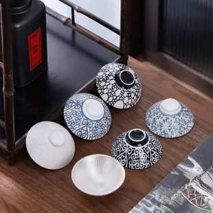 鎏银斗笠杯茶盏茶碗手工鎏银茶杯 999纯银主人杯单杯品茗杯陶瓷杯