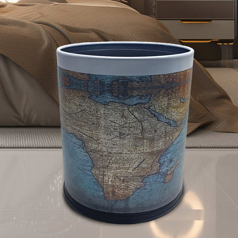 皮革垃圾桶高颜值家用客厅轻奢高档美式复古风卫生桶大号卧室纸篓