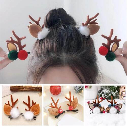 Christmas Antler Hair Clips Deer Ear Hairpins Festivals Chri