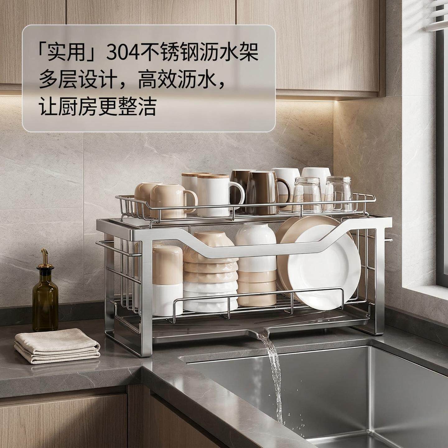 不锈钢沥水架窄边厨房置物架多功能沥水篮碗架水槽边碗碟收纳家用