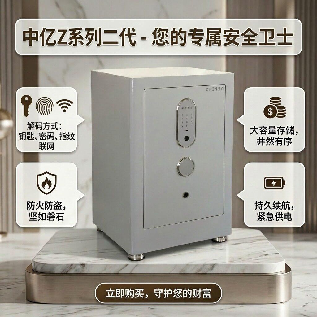 中亿Z系列二代家用保险箱指纹密码锁防火防盗大容量保险柜