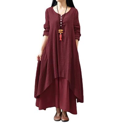 Long skirt, big swing, cotton and linen dress, long