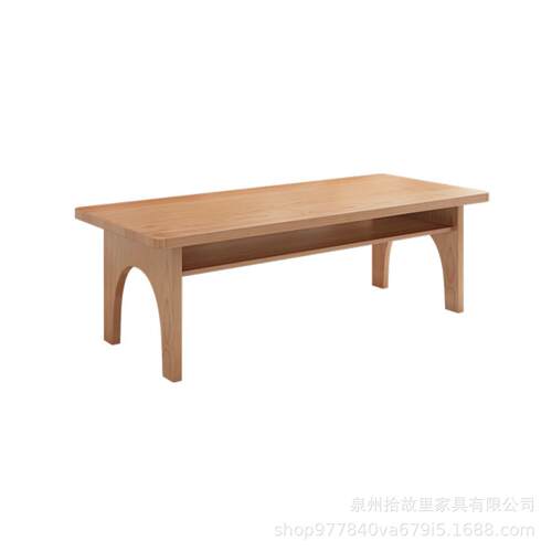 简约客厅实木大板书桌双层学习桌民宿办公室洽谈接待休闲长条桌子