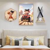 现代简约儿童房装 饰画卧室床头挂画卡通动物男孩女孩房间背景壁画