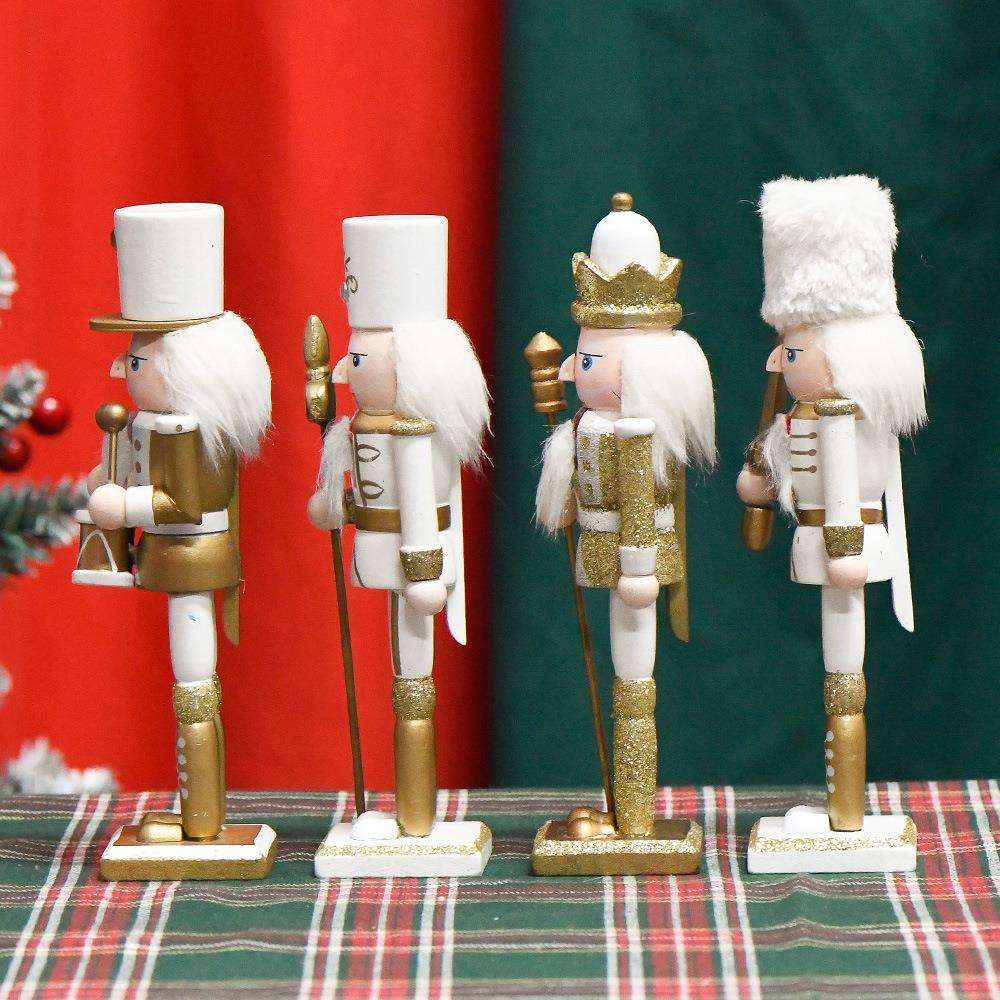 7‘新款18CM白金套四木偶士兵木头胡桃夹子外贸现货圣诞节小摆件图片