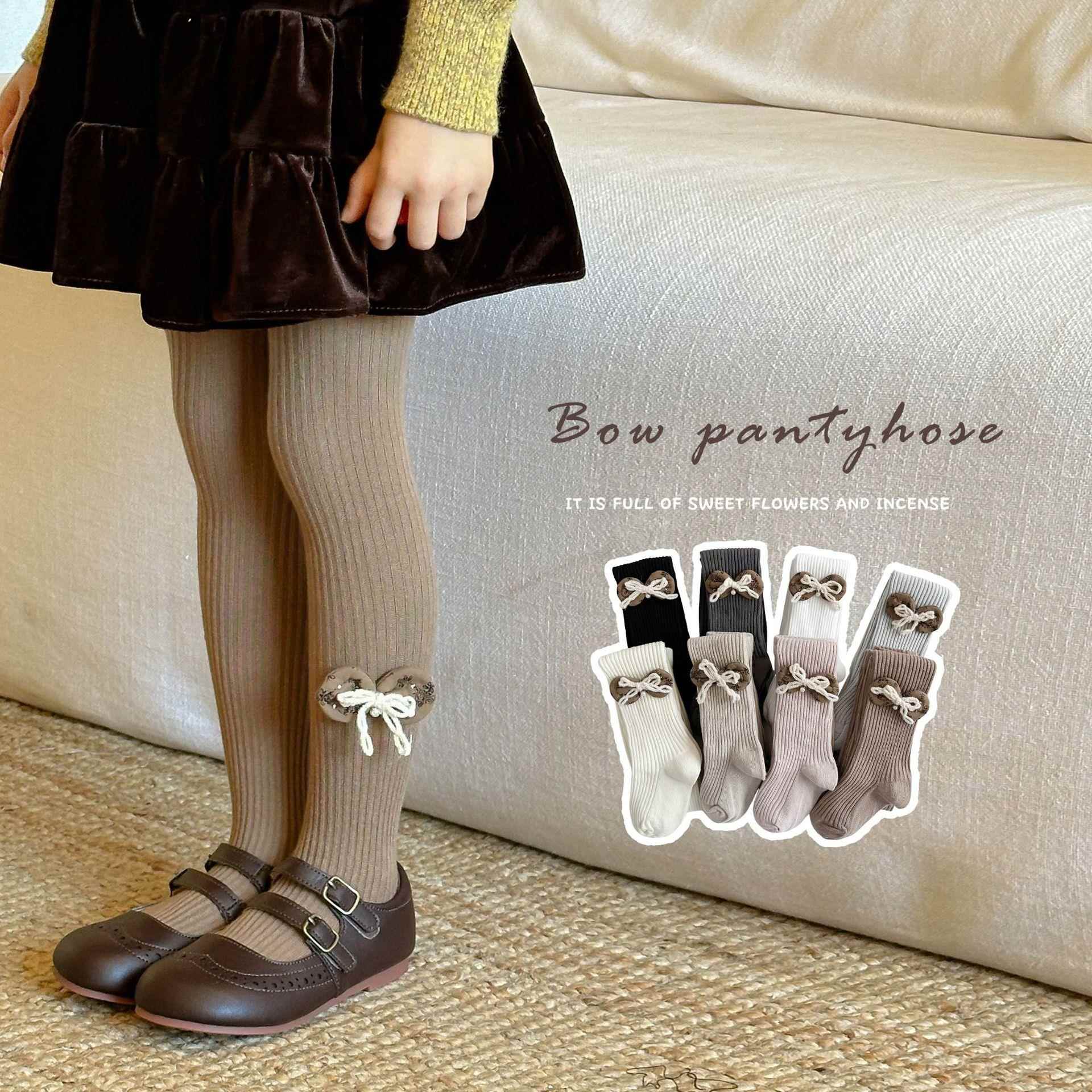 婴儿连裤袜春秋纯色a类棉女宝宝打底裤高腰外穿儿童连脚连体袜子