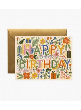 高档福美进f口生日卡片 国Rile Paper 复古创意插画贺卡 祝女孩礼