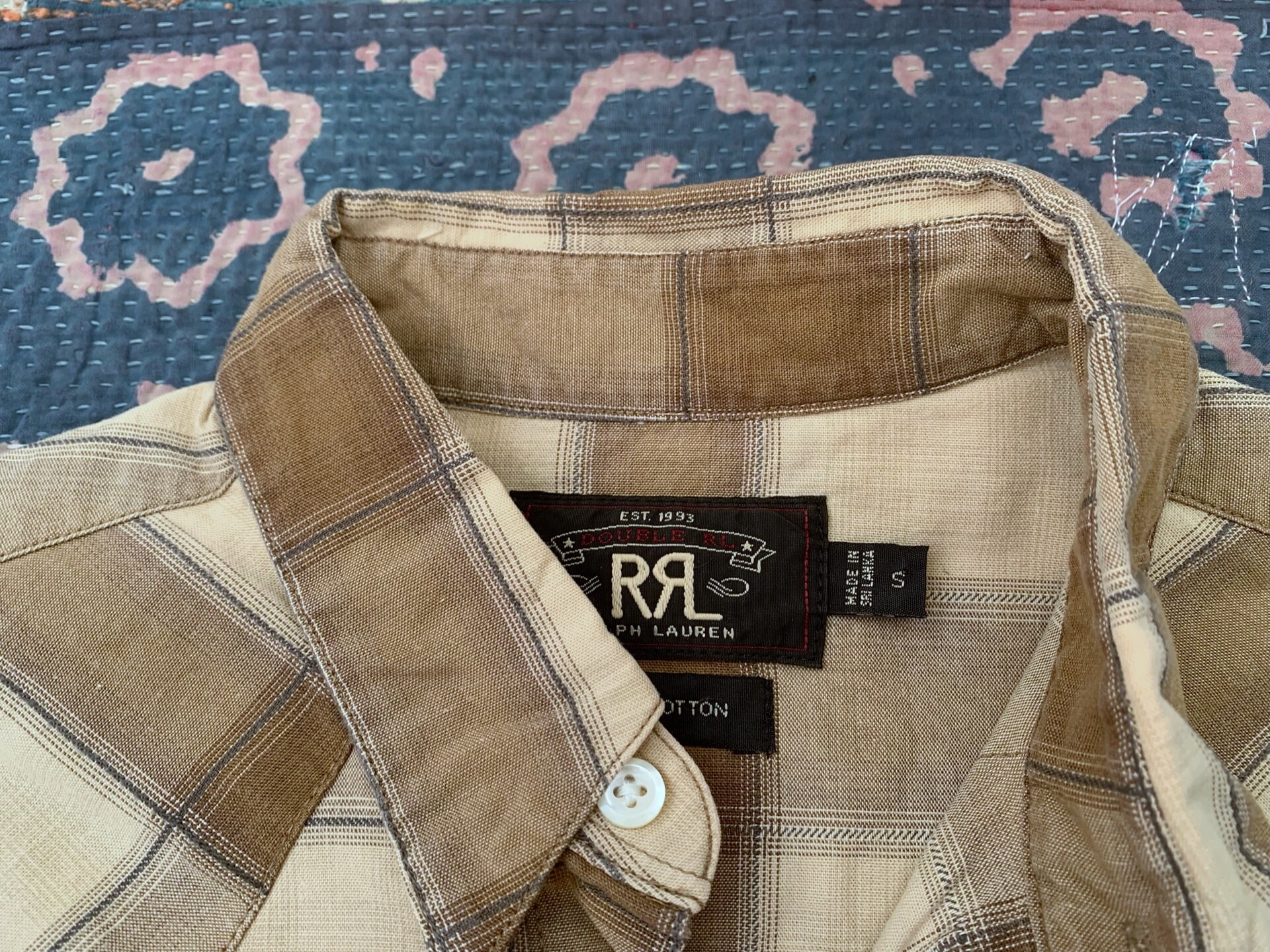 RRL Checkered Western Long-Sleeve Shirt — detail
