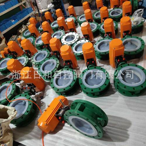 气动防爆衬蝶阀6 全衬氟法兰铸氟钢蝶阀D641F46-浙江日和 1C DN30