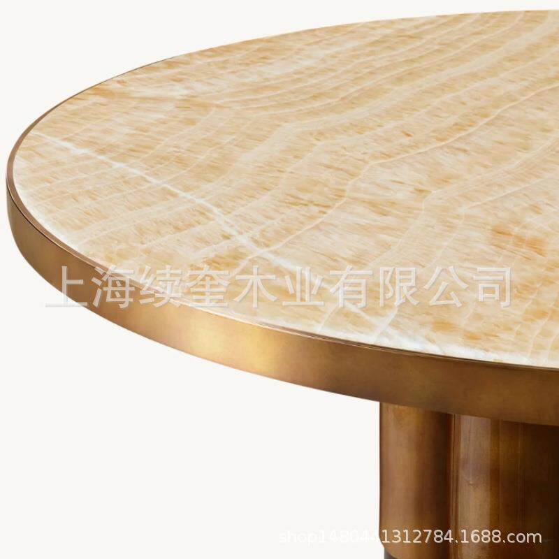 RH简约实木大理石圆形桌餐桌椅组合家用餐厅家具亚马逊出口工厂