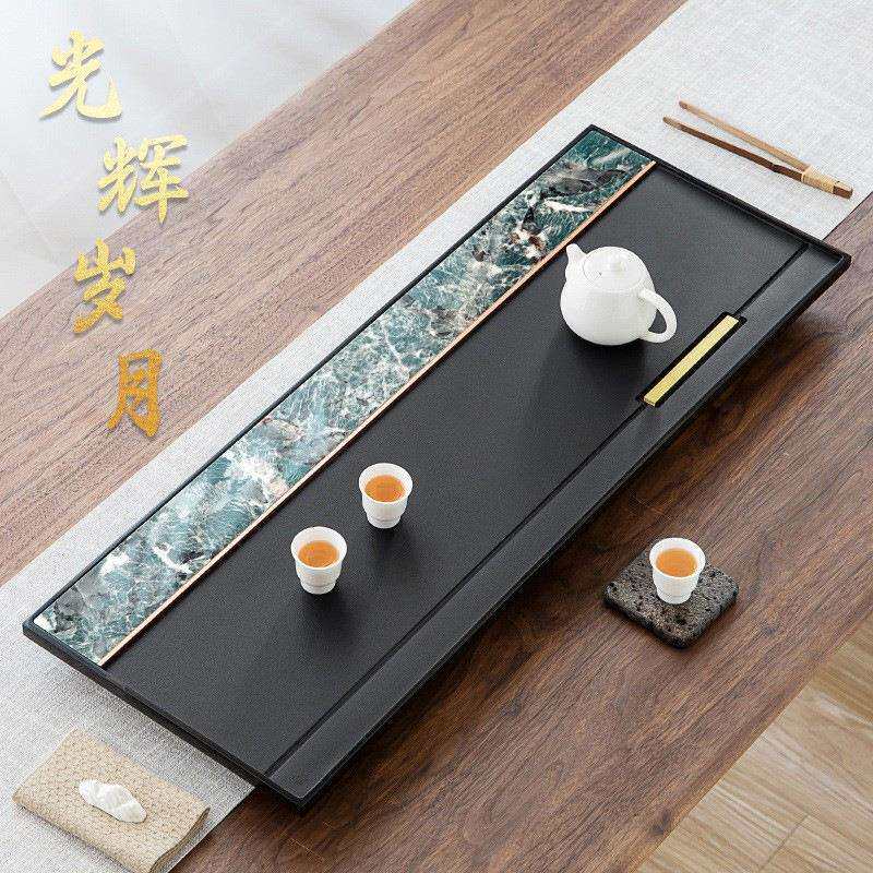2025年新款高端轻奢天然乌金石茶盘新中式岩板茶台家用办公室茶具