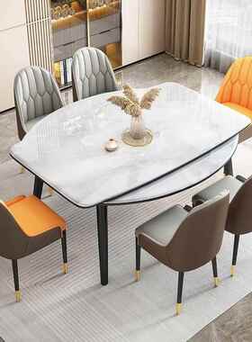 小户餐椅超晶67869石方圆两用晶可家伸缩饭桌型用轻奢微石岩板餐