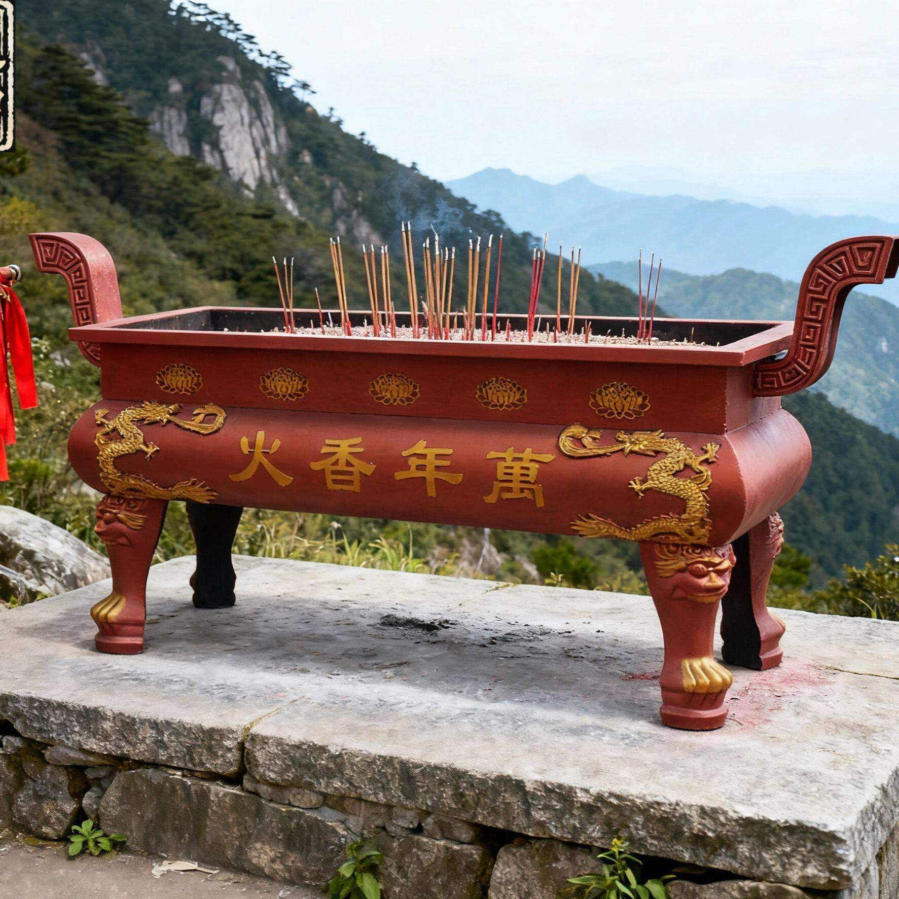 碳钢香炉双龙大型彷古铸铁香炉寺庙长方形大号祠堂平口定制插香炉