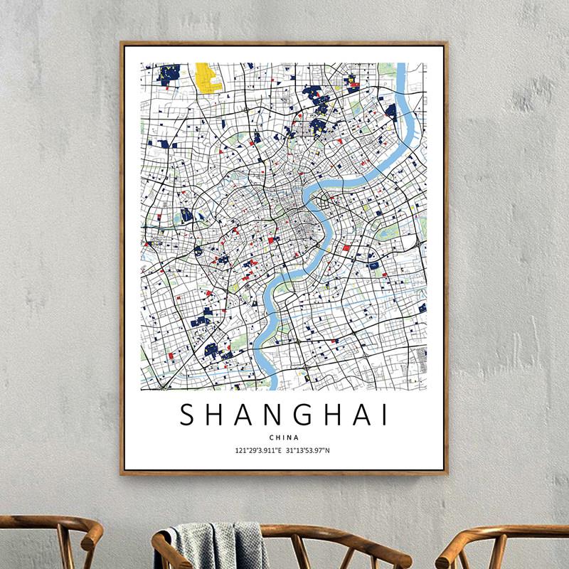 定制城市地图装饰画 画线 线条北欧客厅高级感创意极简约蒙德里安