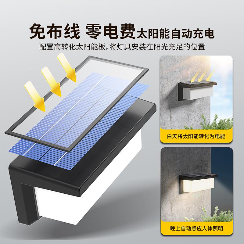 ?太RJD室阳充电灯户外壁灯免接线外防水墙壁灯能新款感应免打孔庭