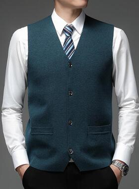 秋冬季新款心20K32-TB男士背羊厚衫毛衫领开加纯色高档马甲