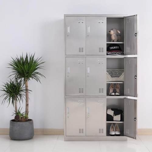 钢加厚304不锈更衣柜员工餐盘物柜无尘车间储多门带防腐锁换JY-BX