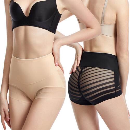 Mesh waist shaping underwear with breathable crotch,