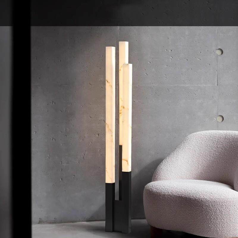 意式极简仿云石落地灯现代轻奢设计师客厅酒店不锈钢立式灯