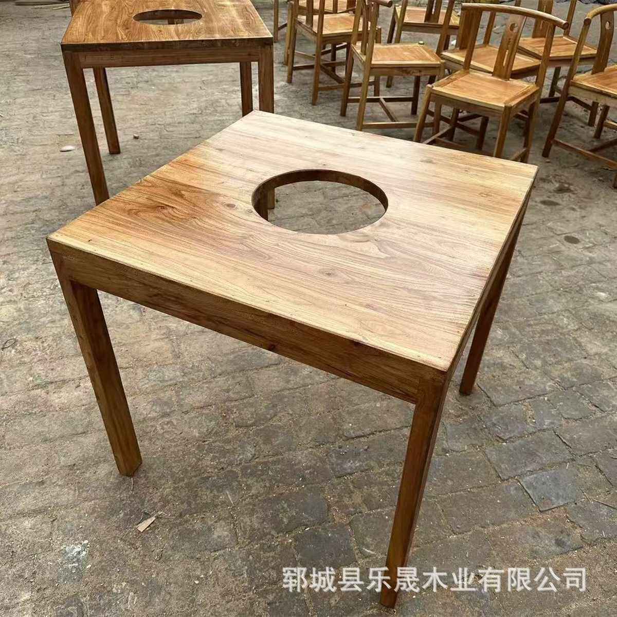 老榆木煮茶桌火锅桌开洞围炉煮茶实木家用圆形餐桌户外露营桌,住宅家具,家用茶台/茶桌,淘宝优惠券,粉丝福利购,淘宝优惠卷