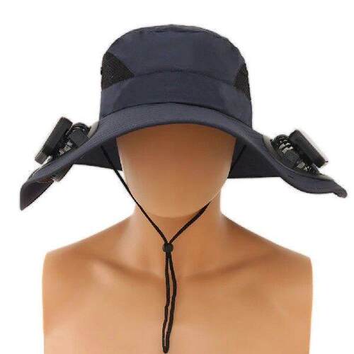 Solar Fan Hat Outdoor Fishing Hat with 2 Solar Fan Wide