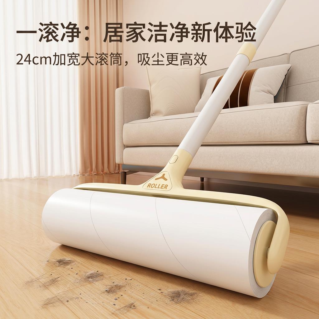 粘毛器滚筒长杆大号家用床上地板粘发吹尘器可撕式可替换芯黏毛器