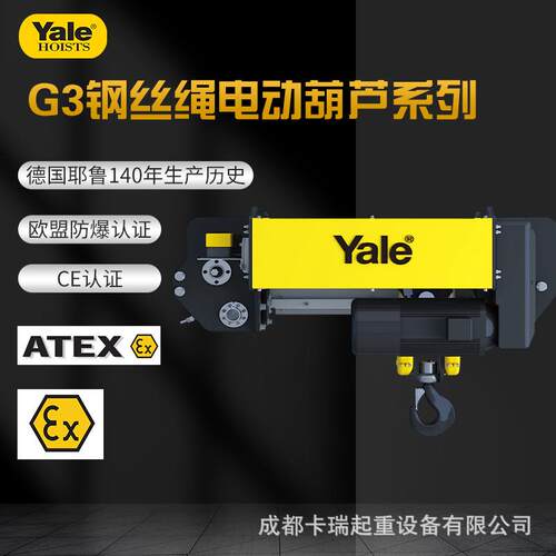 德国Yae耶鲁 净单G3梁起重M5级别欧式低空20tl5t5t-6m 钢丝绳电动