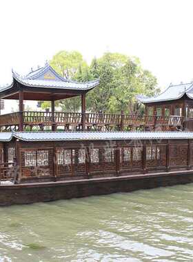 厂家制造木船画舫双层仿古水上大型餐饮厅旅游观光接待文旅项目