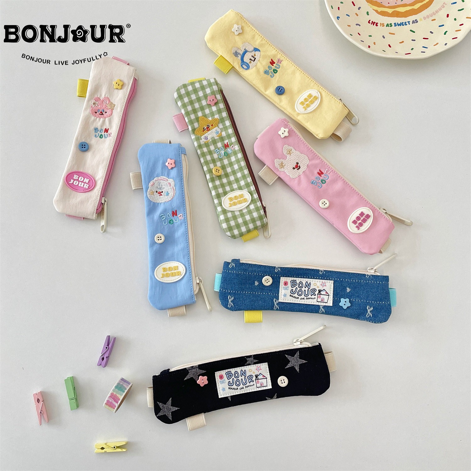 BONJOUR 创意绑带式笔袋小众iPad手写笔防丢收纳包迷你学生笔袋