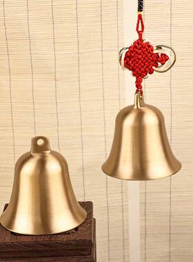 纯黄铜拉丝铃铛铜风铃宠物铃铛圣诞铃铛铜钟大号寺庙车载铃铛门口
