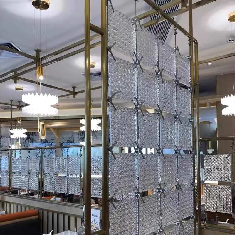 水晶玄关挂片玻璃砖超白砖石隔断墙设计大屏风配件框架接定制颜色