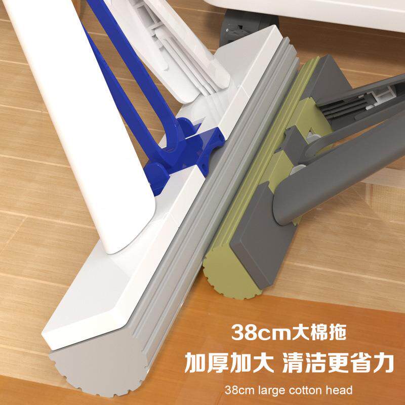 家海绵昕拖把家用伸缩款吸水对折式免手洗棉胶头拖140新把