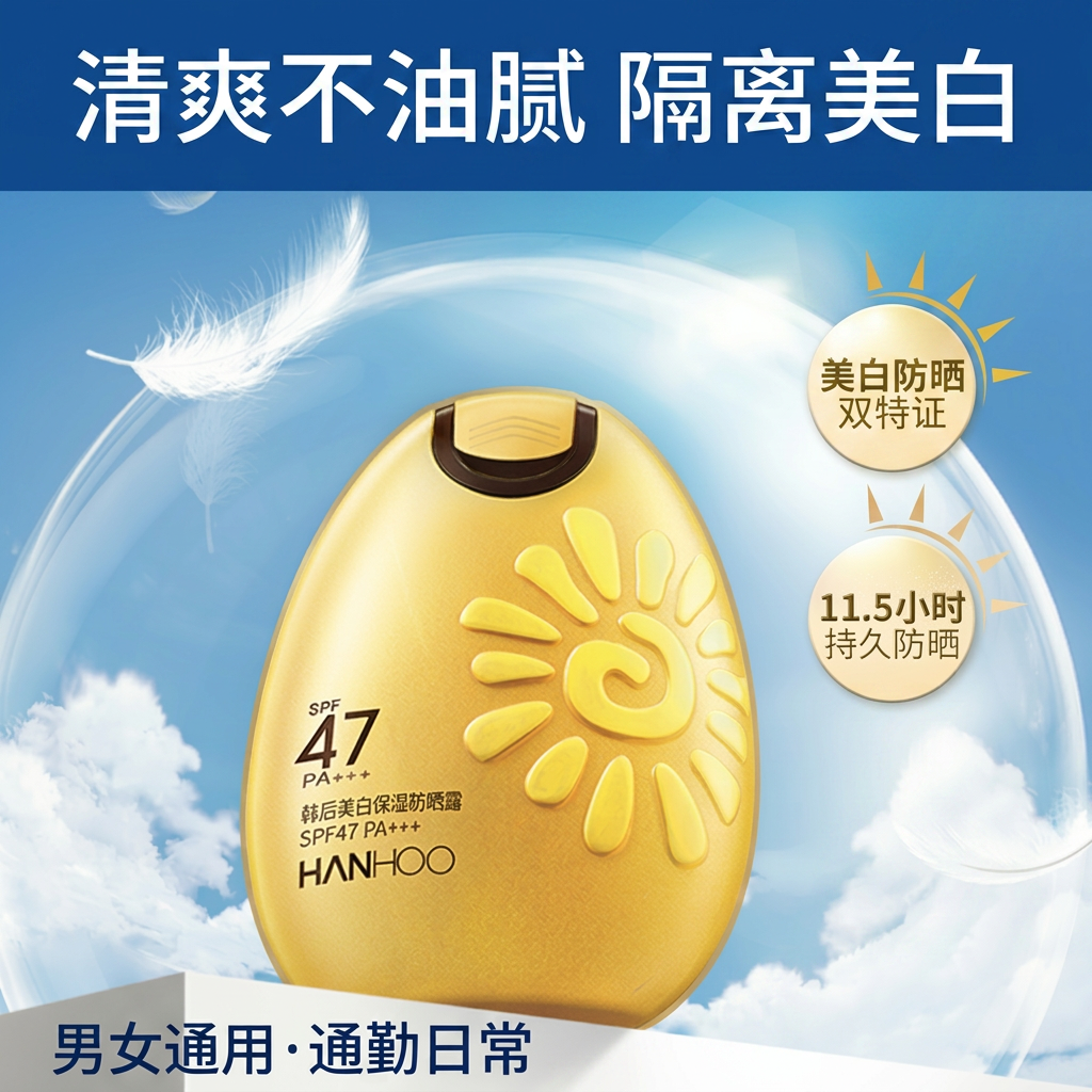 韩后防晒霜SPF47面部美白隔离清爽不油腻持久防晒男女通用