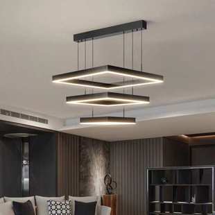 方形吊灯北欧现代创意外发光客厅主灯简约设计时尚 家居餐厅房间灯