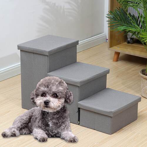 Heeyoo Dog Stairs with Storage Foldable Dog Steps for Small