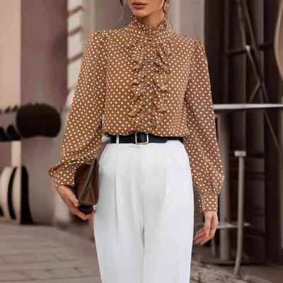 sleeves long women for shirts fashion collar lace tops chic