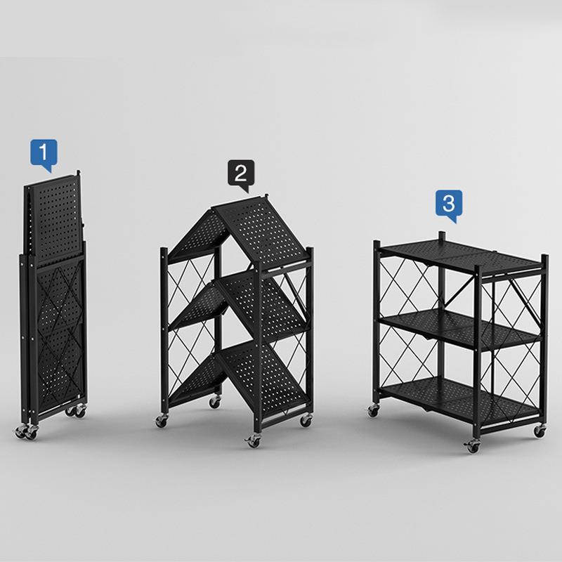 厨多层收纳折叠置物架免安装厅收纳房架可移动储纳物架客卧室落地