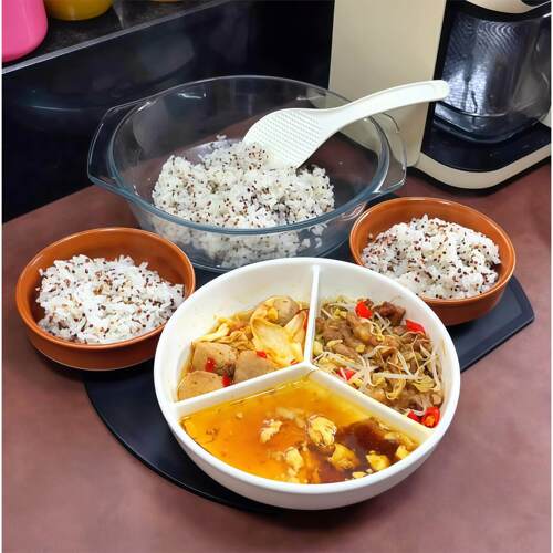 家用微波炉三件套分格专用碗带盖子蒸盘食品级陶瓷加热一锅出饭盒