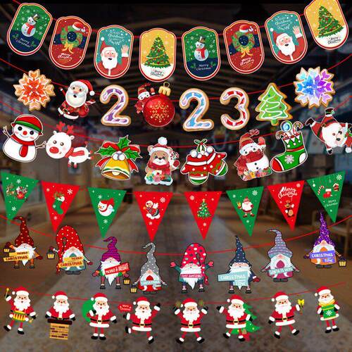 Mall Hotel Christmas Banner Garland Store Hanging Decoration