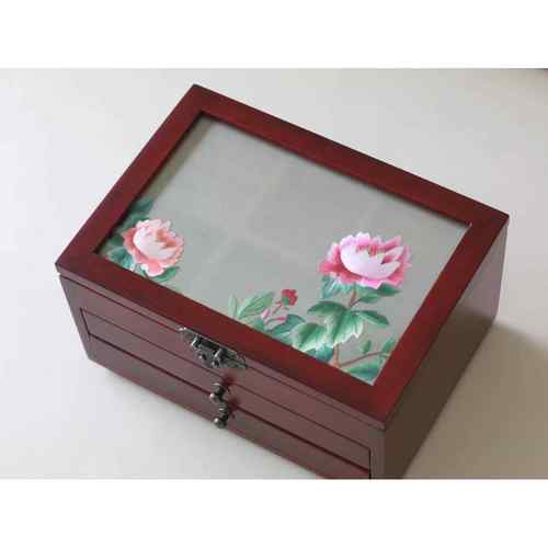 高档汉婚墨记国风红首花梨汉服饰盒配饰结古风复古绣收纳盒人工刺