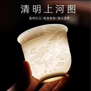 白瓷白酒杯茶杯三两150ml复古家用套装酒盅陶瓷酒具喝酒杯子酒杯