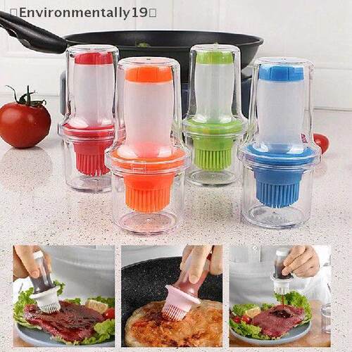 Kitchen Oil Bottle Silicone Glass Oil Container With Brush