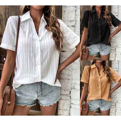 Ladies' front missing corner collar shirt