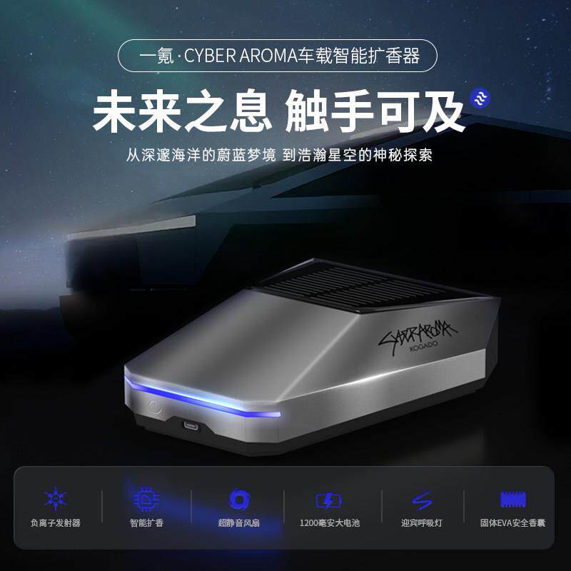 太阳能车载空气净化器赛博车内负离子新车消除异味甲醛汽车香薰机