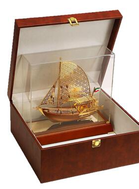 出口沙特阿拉件中东商务船金属合金帆船模型摆件定制礼品送客户